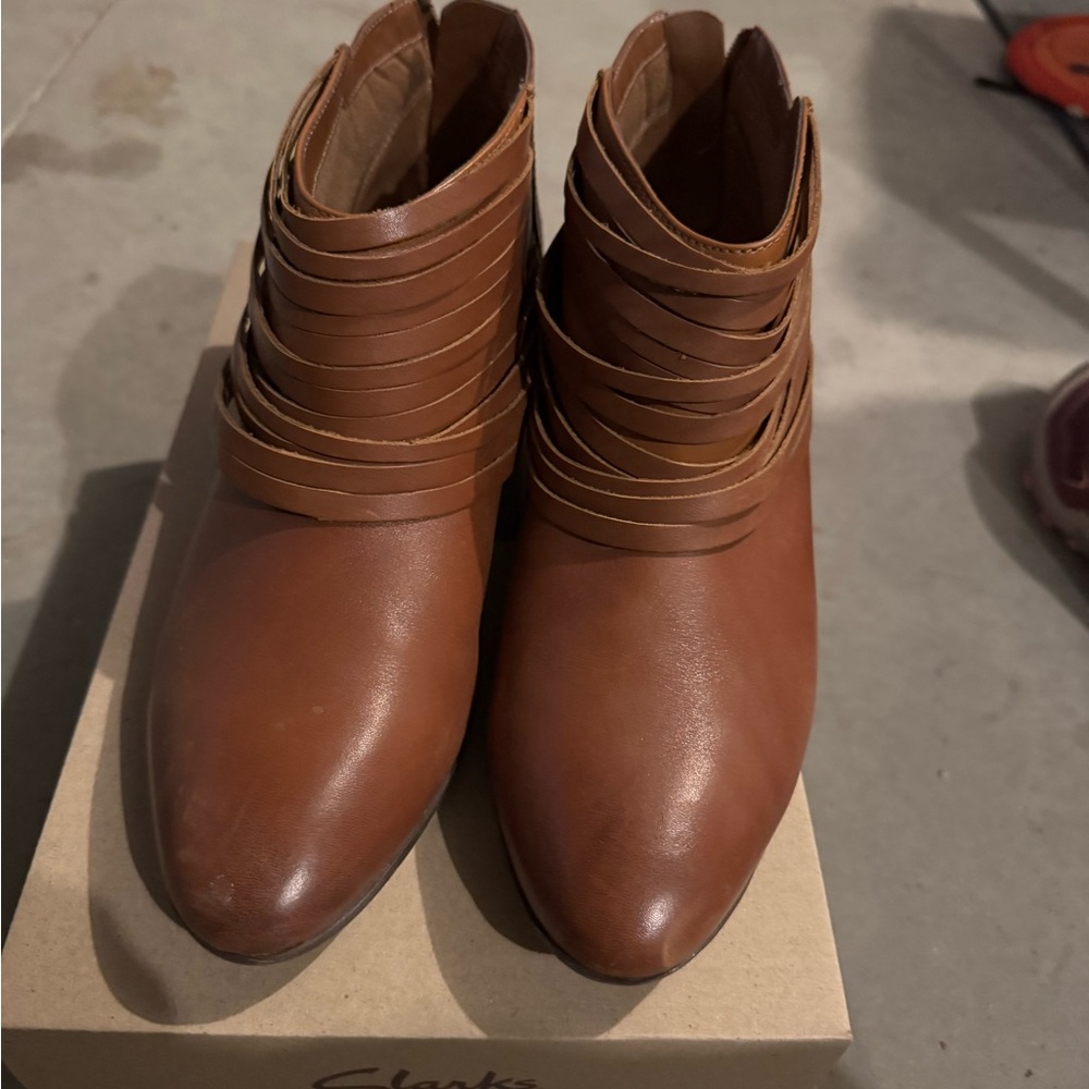 Clarks Brown Ankle Booties with back Zippers